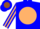 Silk - Blue, brown arrows on tan ball, tan stripe on sleeves