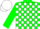 Silk - Green and white blocks, green sleeves, green and white cap