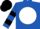 Silk - Royal blue, white ball, black emblem, white sleeves, black hoop, white, blue and black cap