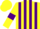 Silk - Yellow and Purple stripes, Yellow sleeves, Purple armlets, Yellow cap