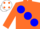 Silk - Orange, large blue spots, white cap, orange spots