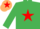 Silk - Emerald green, red star, beige cap, red star
