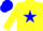 Silk - Yellow, blue star, yellow sleeves, blue hoops, blue cap and yellow button