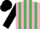 Silk - Pink and emerald green stripes, black sleeves and cap