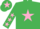 Silk - Emerald green, pink star, emerald green sleeves, pink stars, emerald green cap, pink star
