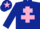 Silk - Dark blue, pink cross of lorraine, pink star on cap