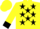 Silk - Yellow w/ black stars, black cuffs and vr upside down on back