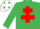 Silk - EMERALD GREEN, red cross of lorraine, white cap, emerald green spots