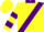 Silk - Yellow, purple sash, collar and 'd', purple bars on sleeves