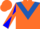 Silk - Orange, royal blue triangular panel, blue and orange diagonal quartered sleeves