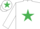 Silk - White, emerald green star, emerald green star on cap
