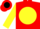 Silk - Red, black 'rms' on yellow ball, yellow sleeves
