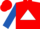 Silk - Red, royal blue 'e' on white triangle, white stripe on royal blue sleeves