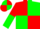 Silk - Red body, green quartered, red arms, green halved, red cap, green quartered