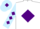 Silk - White, purple diamond, light blue sleeves, purple diamonds, light blue cap, purple diamond