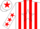 Silk - White, red stripes, white star, red stars on sleeves