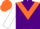 Silk - Purple body, orange chevron, white arms, orange cap
