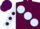 Silk - MAROON,large light blue spots,lt.blue slvs,maroon spots,maroon cap,blue spots