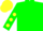 Silk - Green, yellow 't', yellow dots on sleeves, green and yellow cap
