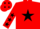 Silk - Red, black star, black stars on sleeves, red cap, black diamonds