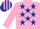 Silk - PINK, dark blue stars, pink sleeves, striped cap