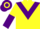Silk - Yellow, purple chevron, halved sleeves, purple and yellow hooped cap