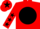 Silk - Red, black disc, red sleeves, black stars, red cap, black star