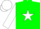 Silk - Green, white star, green bars on white sleeves, white cap