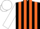 Silk - Black & orange vertical stripes, orange hoops on white sleeves, mat cap