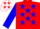Silk - Red, white 'ff' in circled blue stars, white bars on blue sleeves