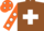 Silk - Brown, white cross belts, orange sleeves, white spots orange cap, white spots