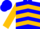 Silk - Midnight blue, gold chevrons, midnight blue band on gold sleeves
