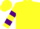 Silk - Yellow, purple smiley face, purple bars on sleeves