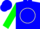 Silk - Blue, green 'a' in white circle, green sleeves