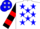 Silk - White, blue stars, black ' painted sable', red bars on sleeves