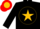 Silk - Black, white star in red and gold ball