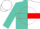 Silk - Turquoise and white halves, red hoop, white 'k' in red ball, turquoise and white cap