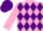 Silk - Pink, purple diamonds on sleeve, purple diamond emblem on back, matching cap