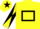 Silk - Yellow body, black hollow box, yellow arms, black diabolo, yellow cap, black star