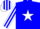 Silk - blue, white star, white sleeves, blue stripes, white cap, blue stripes