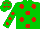 Silk - Green body, red spots, green arms, red spots, green cap, red stars