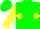 Silk - Green, green 'l' in yellow diamond hoop, green diamond stripe on yellow sleeves, green cap