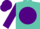 Silk - Turquoise, turquoise 'ag' in purple ball, turquoise hoops on purple sleeves, purple cap