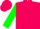 Silk - Hot pink, black 'g' green '$s', green '$s' on sleeves, hot pink cap