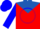 Silk - Red, royal blue yoke and emblem, blue circle on sleeves, red and blue cap