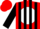 Silk - Red, black 'g' on white ball, red, white and black stripes on sleeves, red cap
