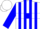 Silk - White, blue stripes, blue 'm' and hoop on sleeves, white cap