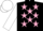Silk - Black, pink stars, white sleeves and cap