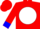 Silk - Red, blue 'r' in white ball, blue cuffs on red sleeves, red cap