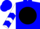Silk - Blue, black ball, white 'a', white sleeves, blue chevrons, blue cap